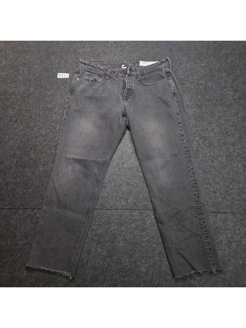 Rag & Bone New York Dre Slim Boyfriend Jeans Faded Black Raw Hem Size 28